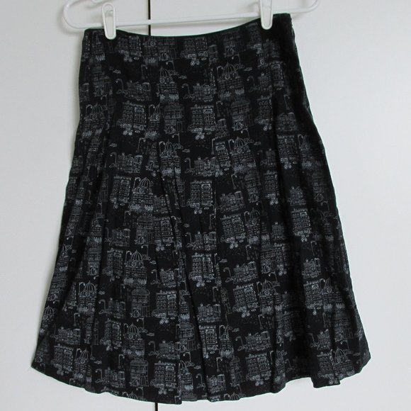 Ecologie B&W Cotton Skirt Paris Scenes Fits Sz 6-8 - Picture 1 of 7